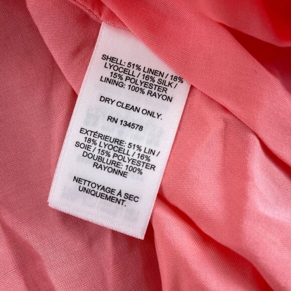 Pink Mid-Length Skirt Size 8 Vineyard Vines Linen Blend Lined 5890 - Picture 4 of 8